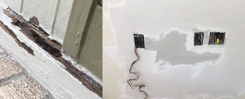 House being prepared before painting by fixing wood rot and dry wall
