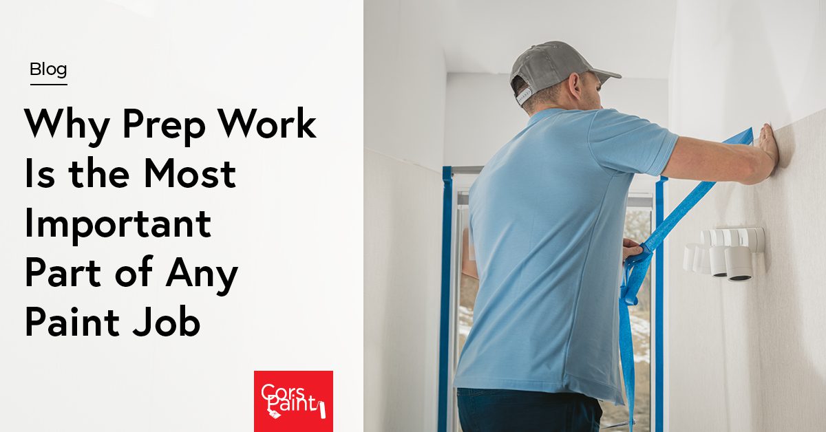A painter doing prepwork on the interior of a home